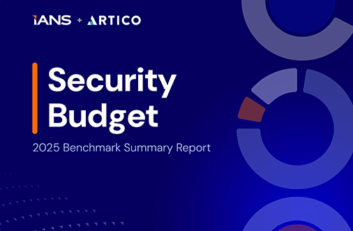 Cover of the IANS 2025 Security Budget Summary Report - Blue with Donut Chart Graphs